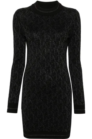 Palm Angels Vestido corto con monograma en jacquard