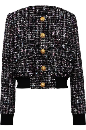 Balmain Chaqueta corta con dobladillo de canalé