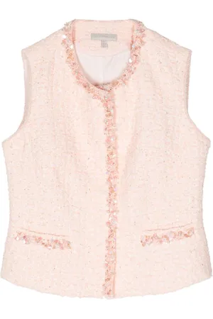 SHIATZY CHEN Chaleco de tweed con ribete de cuentas