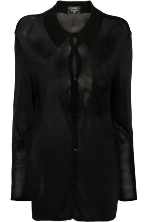 CHANEL Camisa semitranslúcida de punto fino 2000