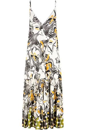 DRIES VAN NOTEN Vestido con volantes y estampado arremolinado