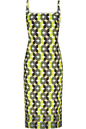 DRIES VAN NOTEN Vestido midi con estampado geométrico