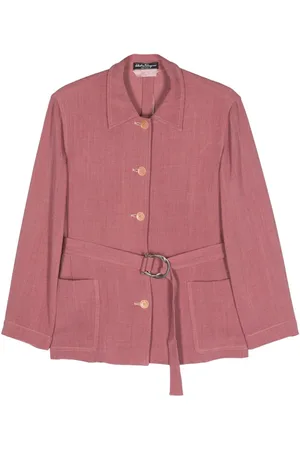 Salvatore Ferragamo Chaqueta con cinturón y botones 1980