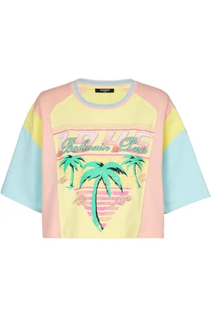 Balmain Camiseta corta con estampado Palm Tree