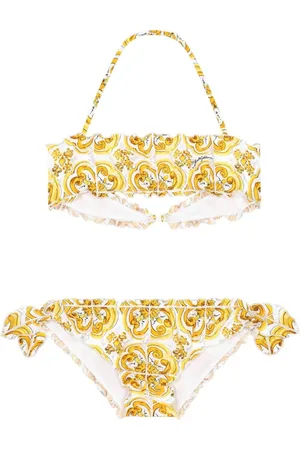 Dolce & Gabbana Bikini con estampado mayólica y volantes