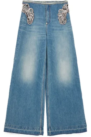 Stella McCartney Vaqueros anchos con apliques de cristales