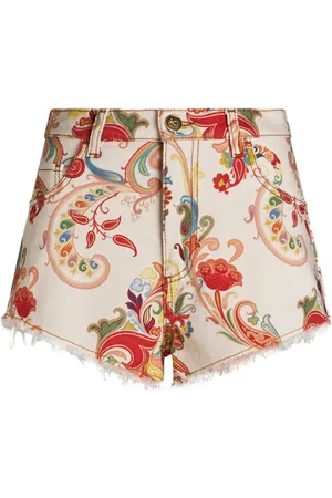 Etro Pantalones vaqueros cortos con estampado de cachemira
