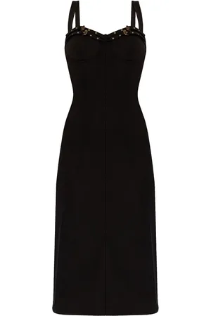 VERSACE Vestido midi con ribete de hebilla