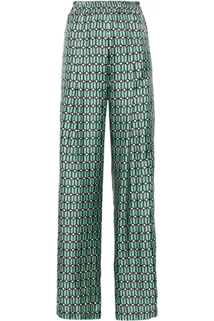 ODEEH Pantalones palazzo con estampado geométrico
