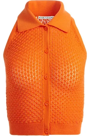 ALICE+OLIVIA Top Miles con cuello italiano