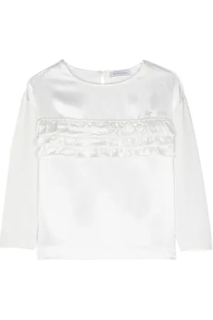 MONNALISA Blusa con volantes y logo de strass