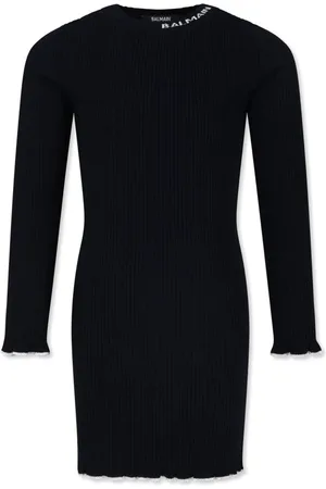 Balmain Vestido de canalé con logo en jacquard