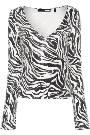 ROTATE Top con estampado de cebra y lentejuelas
