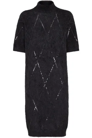 Brunello Cucinelli Vestido con aplique de lentejuelas