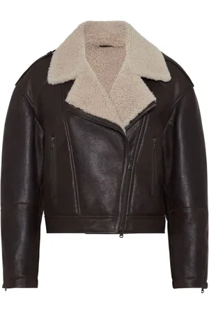 Brunello Cucinelli Chaqueta biker con cremallera descentrada