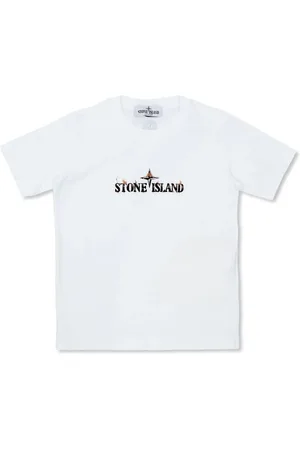Stone Island Camiseta con logo envejecido estampado