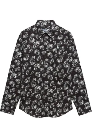 Msgm Camisa con rosa pixelada estampada