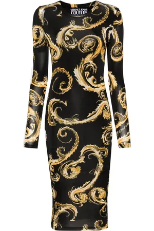 VERSACE Vestido midi con estampado Chromo Couture
