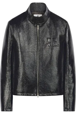 Courrèges Chaqueta biker con logo en relieve