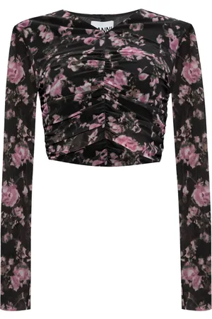 Ganni Blusa fruncida con motivo floral