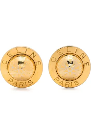 Céline Pendientes de clip con logo grabado 1990