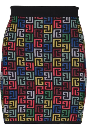 Balmain Falda corta con motivo PB en intarsia