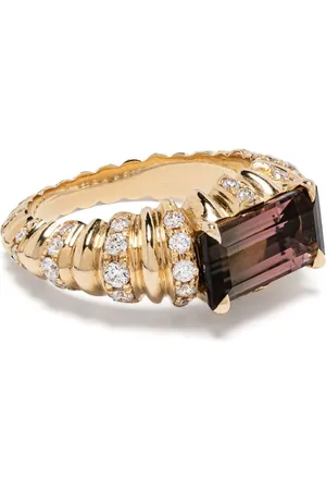 Lizzie Mandler Anillo One of a Kind Fluted Crescent en oro amarillo de 18 ct