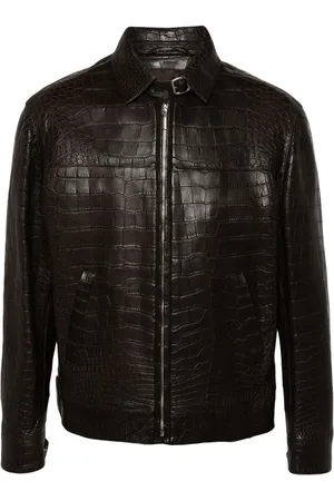 BRIONI Chaqueta con cuero en relieve