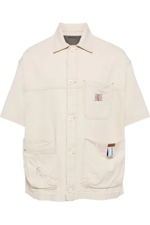 Musium Div. Camisa vaquera con salpicadura de pintura