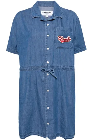 Chocoolate Vestido camisero con aplique del logo