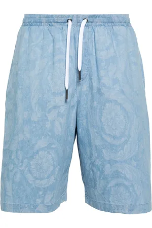 VERSACE Bermudas de tejido cambray y motivo en jacquard