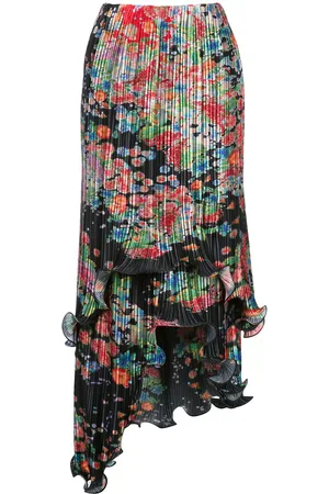 Givenchy Falda asimétrica plisada con motivo floral