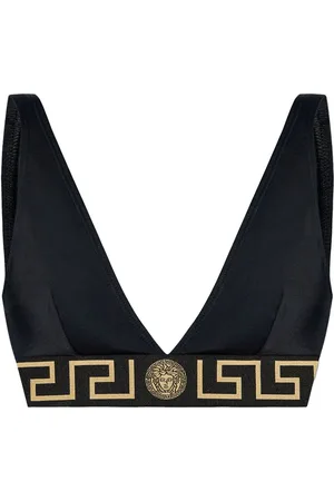 VERSACE Top de bikini con banda del logo