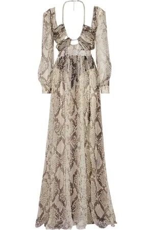 Philipp Plein Vestido largo con piel de serpiente estampada