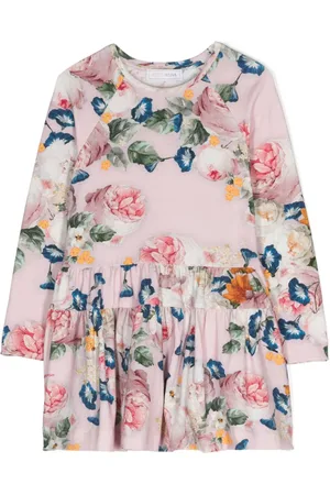 MONNALISA Vestido a capas con estampado de rosas