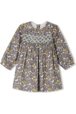 BONPOINT Vestido con estampado floral y panel fruncido