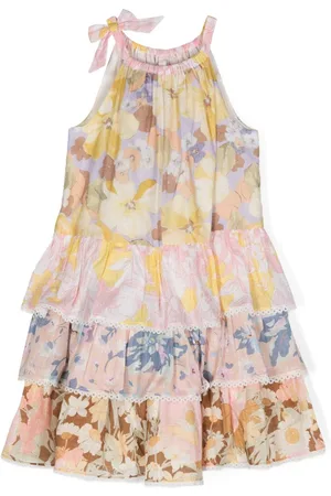 ZIMMERMANN Vestido con capas escalonadas y motivo floral