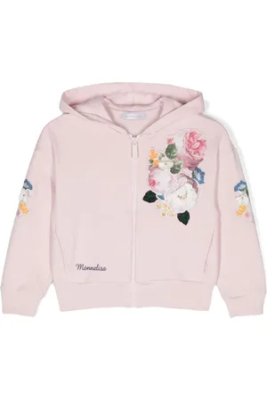MONNALISA Sudadera con capucha y apliques florales