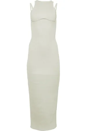 FLEUR DU MAL Vestido largo de canalé con tiras cruzadas