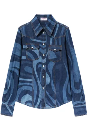 Puccini Camisa vaquera con estampado Marmo