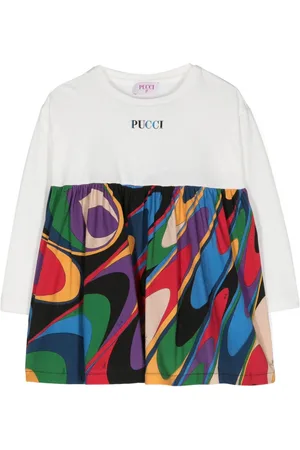 PUCCI Junior Vestido a capas con estampado Iride