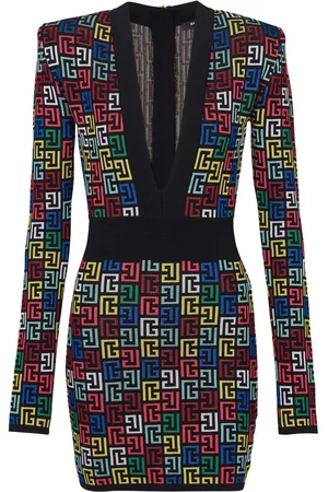 Balmain Vestido corto en intarsia