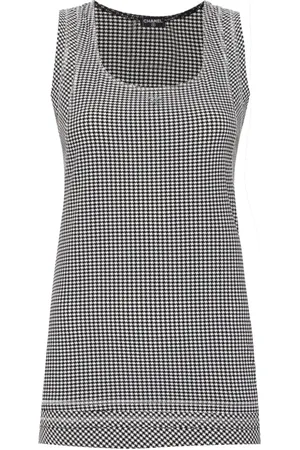 CHANEL Top sin mangas con estampado pied de poule 2008