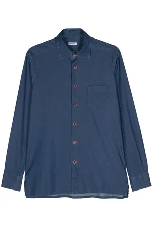 Kiton Camisa vaquera con bolsillo de parche