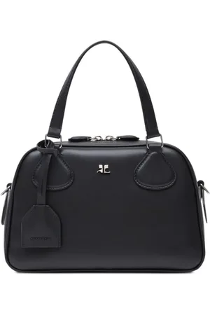 Courrèges Bolso bowling con placa del logo