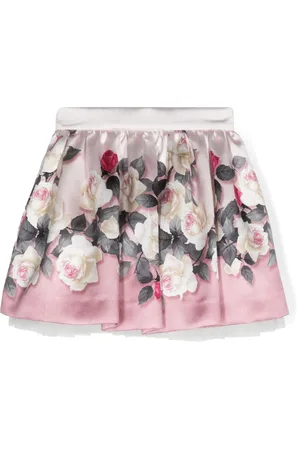 MONNALISA Falda plisada con estampado de rosas