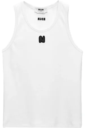 Msgm Top de canalé sin mangas con logo