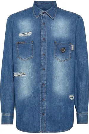 Philipp Plein Camisa vaquera con efecto envejecido