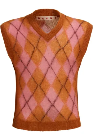 Marni Chaleco con rombos en intarsia y cuello en V