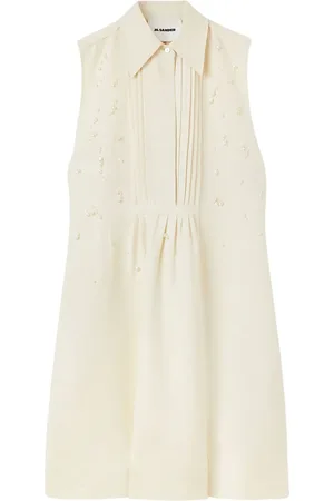 Jil Sander Vestido camisero con perlas bordadas